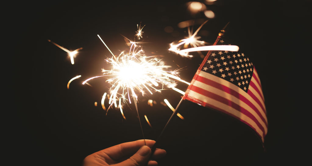 American Flag and Sparkler